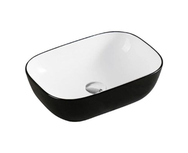 EC4632BK Gloss Black & White Ceramic Basin 460x320x135mm