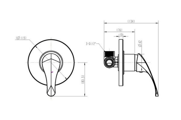 ASL73W Chrome Round Shower Mixer (115mm Plate)