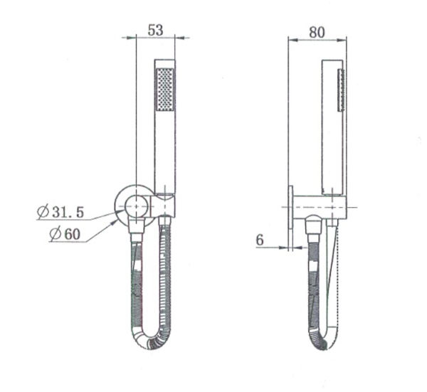 ASL1042 Matt Black Round Slim Hand Shower On Holder