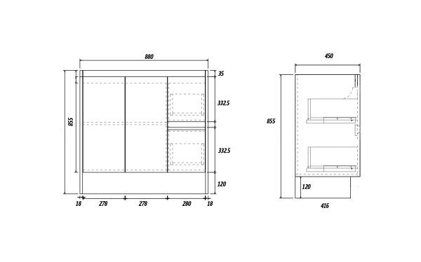 AU03-900 Gloss White Freestanding Vanity - 900×460mm