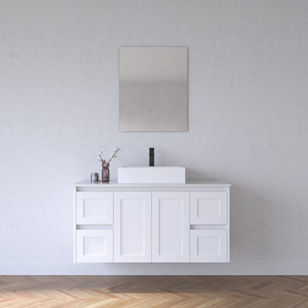 BV01WH Extra Deep Matt White Wall Hung Vanity - 1200x520mm - Clearance