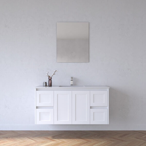 BV01WH Extra Deep Matt White Wall Hung Vanity - 1200x520mm - Clearance