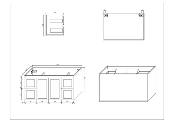 BV01WH Extra Deep Matt White Wall Hung Vanity - 1200x520mm - Clearance