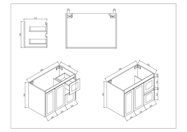BV01WH Extra Deep Matt White Wall Hung Vanity - 900x520mm - Clearance