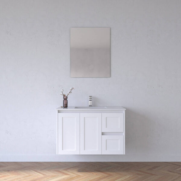 BV01WH Extra Deep Matt White Wall Hung Vanity - 900x520mm - Clearance