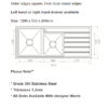 D33R spec OS33R Drop In Sink 1200x500x240mm