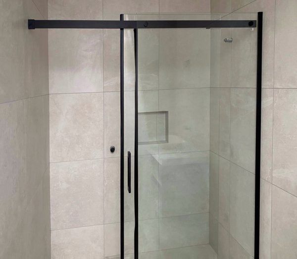 SS20 - Black Wall to Wall Front Only Sliding Shower Screen - Multiple Sizes (1130-1750mm)