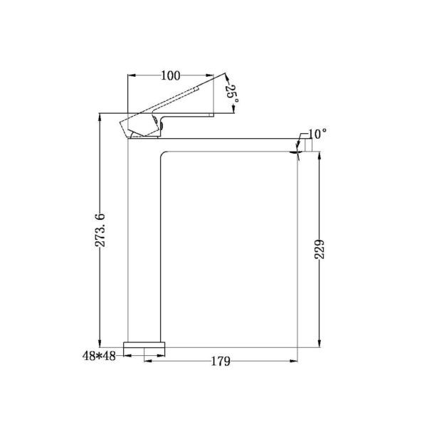 NRO1501AMB Matt Black Square Tall Basin Mixer