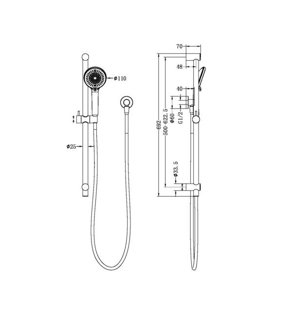 NRO315 Chrome Round Shower Rail