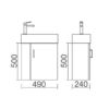 Picollo 50 wall hung spec EC VT50W Compact Wall Hung Vanity - 505x245mm