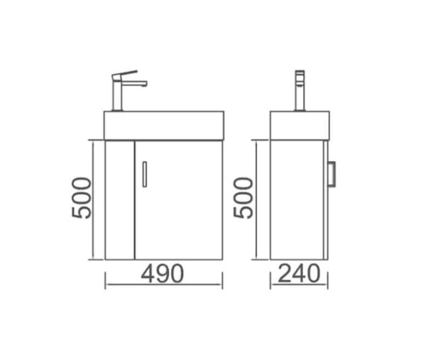EC VT50W Compact Wall Hung Vanity - 505x245mm