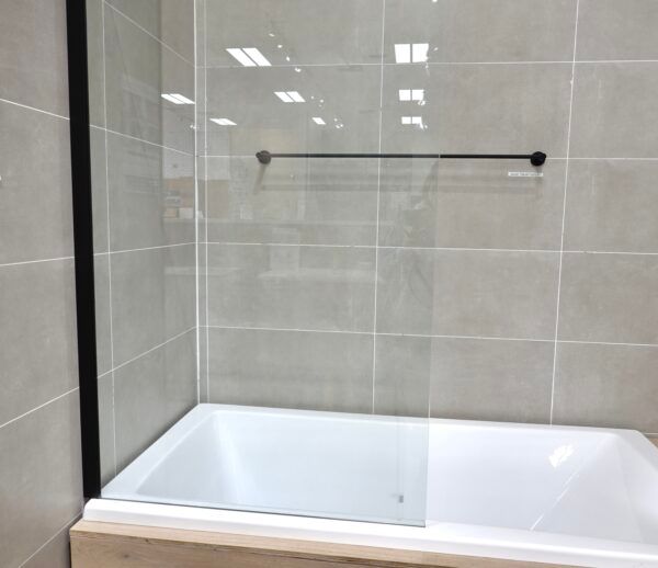 SS11 - Fixed Over Bath Black Shower Screen - 800mm