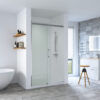 SS20-open SS20 - Chrome Wall to Wall Front Only Sliding Shower Screen - Multiple Sizes (1130-1750mm)