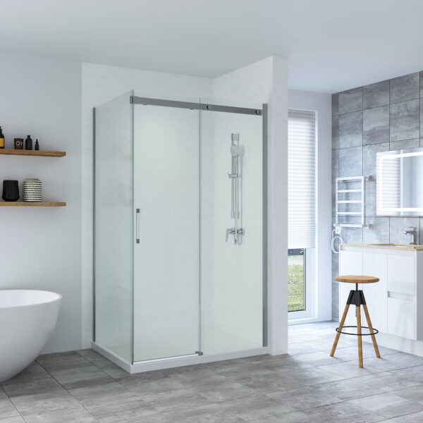 SS20 - Chrome Sliding Door Shower Screen - 1150x850mm (Suit on 1200x900 Base)