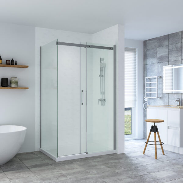 SS20 - Chrome Sliding Door Shower Screen - 1150x850mm (Suit on 1200x900 Base)