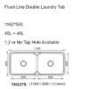 YH237C 45L+45L OS237C Double Bowl Laundry Sink 1160x500mm