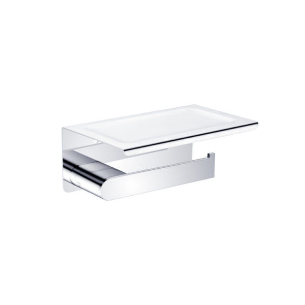 ECCO Chrome Toilet Roll Holder With Phone Holder