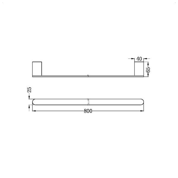 ECCO Brushed Nickel Single Towel Rail 800mm