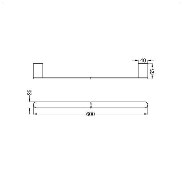 ECCO Gun Metal Grey Single Towel Rail 600mm
