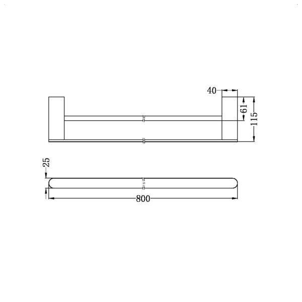 ECCO Gun Metal Grey Double Towel Rail 800mm