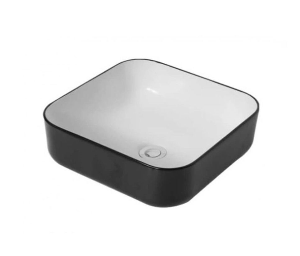 CE3838BW Matte Black and White Ceramic Basin 385x385x135mm