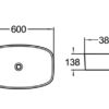 1PA6038 1 CE6038 Gloss White Ceramic Basin 600x380x135mm