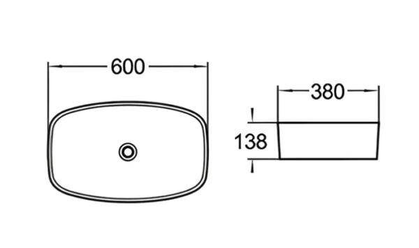 CE6038 Gloss White Ceramic Basin 600x380x135mm