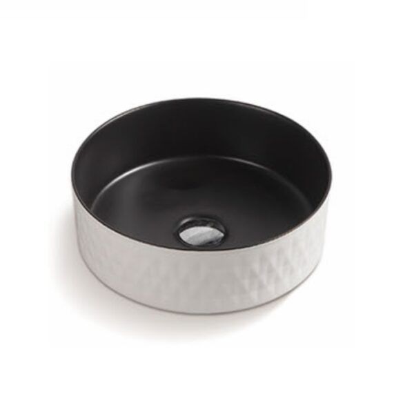 CE3636WB Black & White Ceramic Basin 360x360x120mm