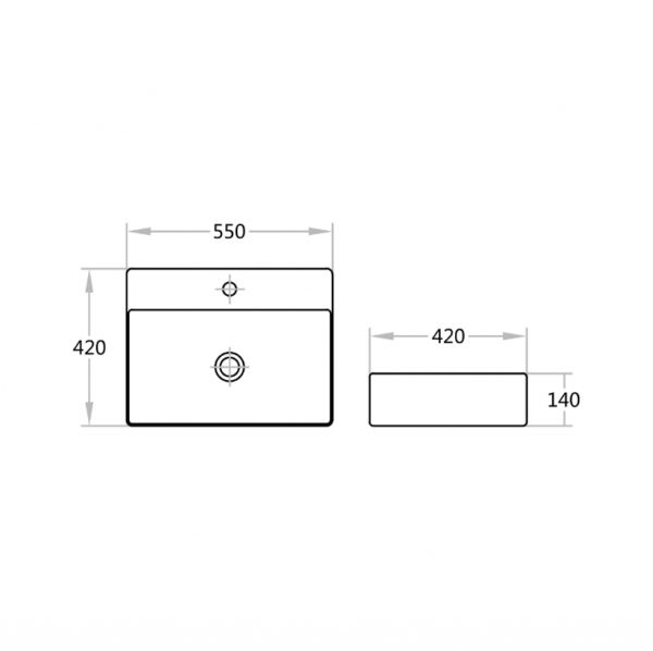 CE5542 Gloss White Ceramic Basin 550x420x140mm