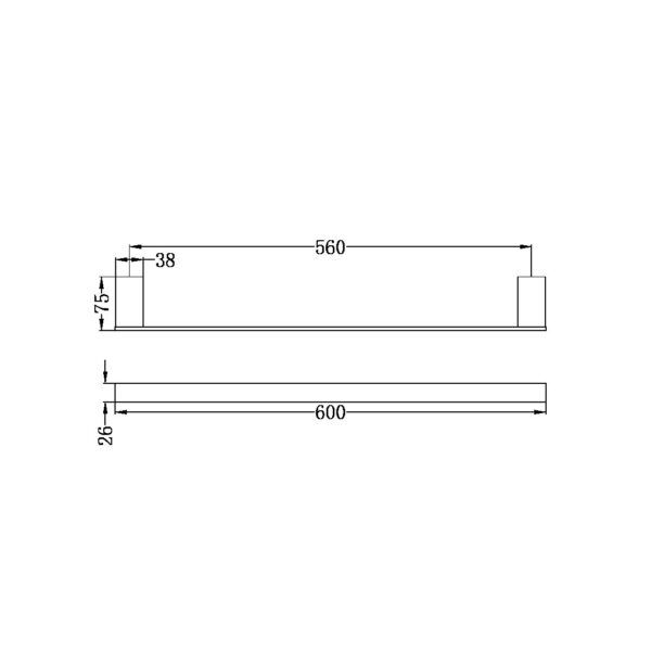 CELIA Brushed Nickel Single Towel Rail 600mm