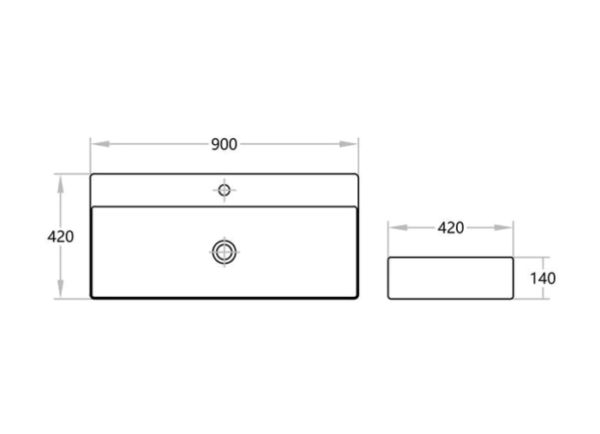 CE9042 Gloss White Ceramic Basin 900x420x140mm