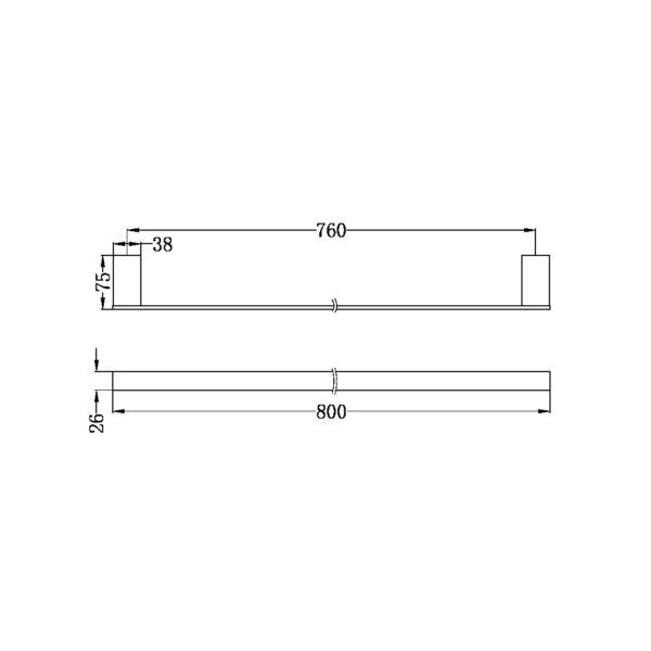 CELIA Brushed Nickel Single Towel Rail 800mm
