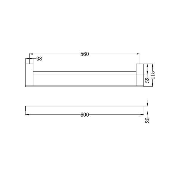 CELIA Brushed Nickel Double Towel Rail 600mm