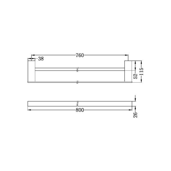 CELIA Brushed Nickel Double Towel Rail 800mm