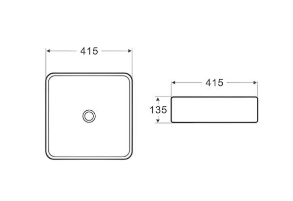 CE4141 Gloss White Ceramic Basin 415x415x135mm