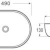 PA4935Line-1 CE4935 Gloss White Ceramic Basin 490x350x135mm