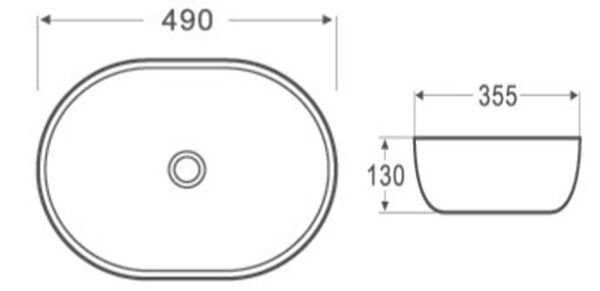 CE4935 Gloss White Ceramic Basin 490x350x135mm