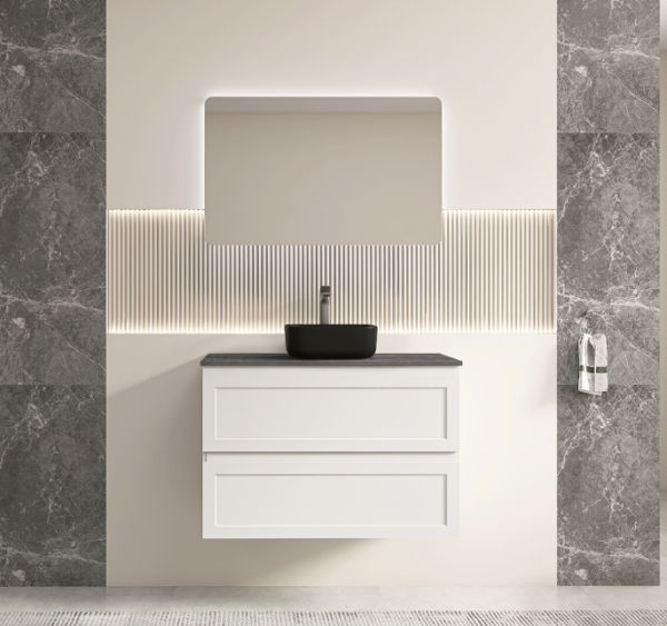 CEFMW600WH Matt White Wall Hung Vanity Double Drawers 600x460mm