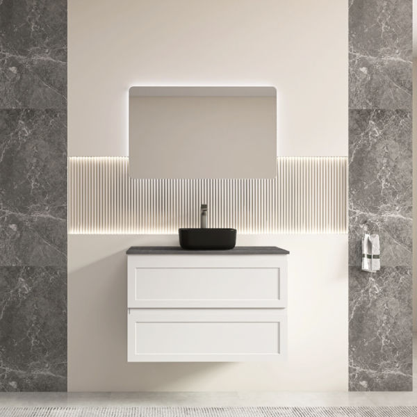 CEFMW750WH Matt White Wall Hung Vanity Double Drawers - 750x460mm