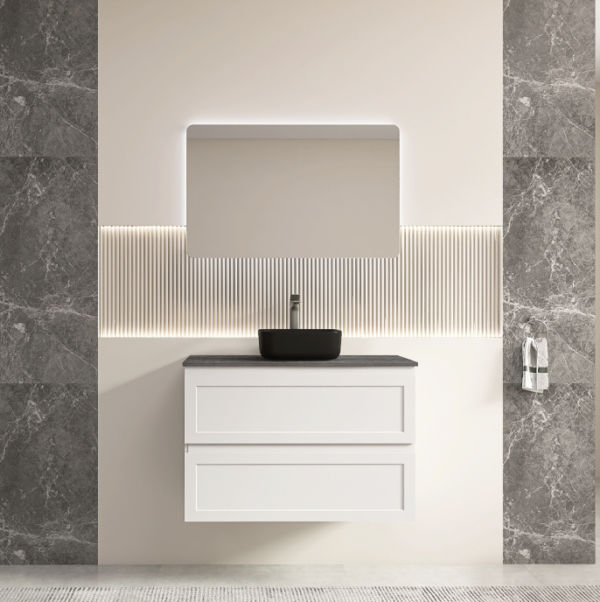 CEFMW900WH Matt White Wall Hung Vanity Double Drawers - 900x460mm