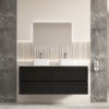 1 CEFMB1500WH Matt Black Wall Hung Vanity Four Drawers Double Basins - 1500x460mm