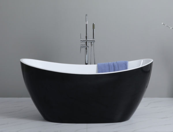 CEKBT-4BK - Black & White Freestanding Bath 1500/1660mm