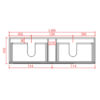 3 CEFMW1500WH Matt White Wall Hung Vanity Four Drawers Double Basins - 1500x460mm