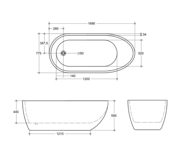 CEKBT-E - Freestanding Bath 1690mm