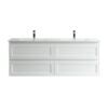 456 CEFMW1500WH Matt White Wall Hung Vanity Four Drawers Double Basins - 1500x460mm