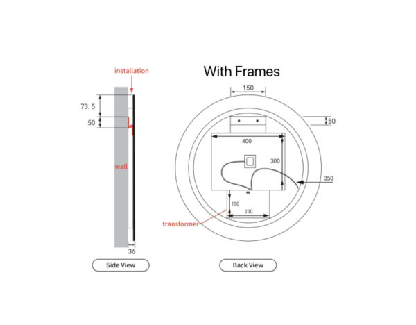 AU-LMWIN-700 Round LED Mirror 700mm