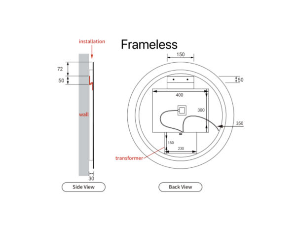 AU-LMWIN-700 Round LED Mirror 700mm