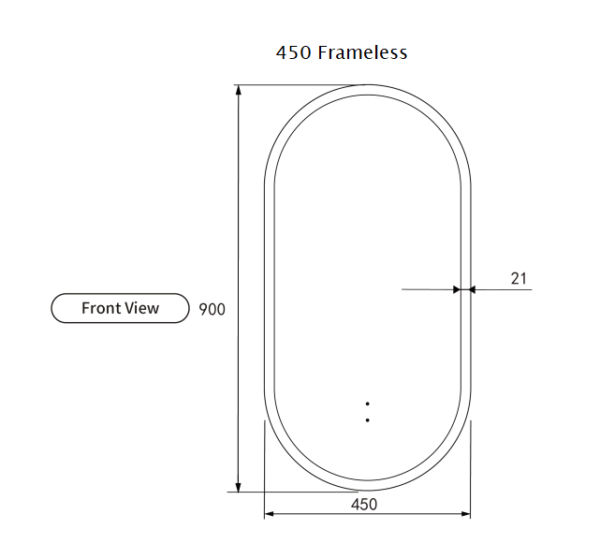AU-LMBM-450 Oval LED Mirror 450x900mm