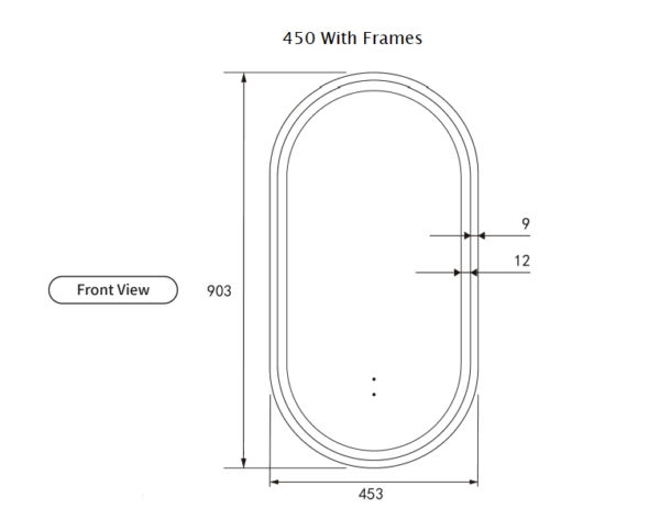 AU-LMBM-450 Oval LED Mirror 450x900mm