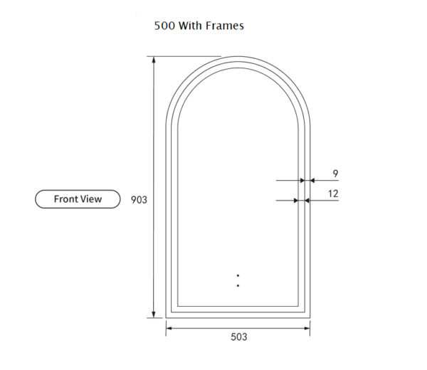 AU-LMCAN-500 Arched LED Mirror 500x900mm